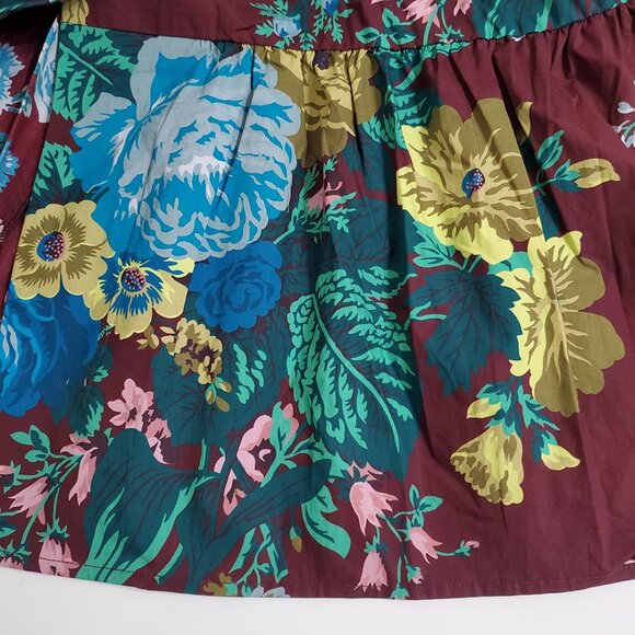 Tuckernuck Alice Midi Dress XL Merlot Oxblood Verdant Floral Print Cotton - Picture 13 of 15